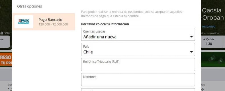 Ingresa tus datos solicitados por el casino.